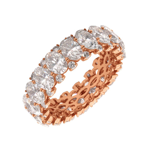 Oval Shared Prong Lab Grown Diamond Triple Row Eternity Band in 14K Rose Gold, 6.70cttw