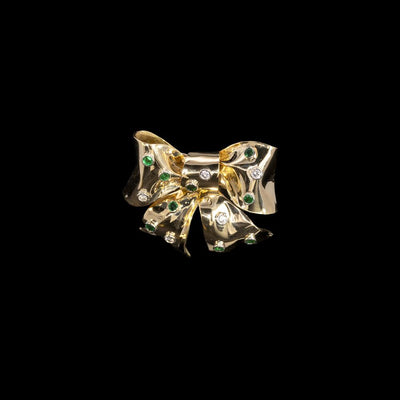 Tapper's Estate Collection | 18K Yellow Gold Emerald And Diamond Pin