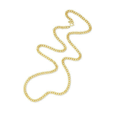 B Home Link Necklace in 18K Yellow Gold, Long