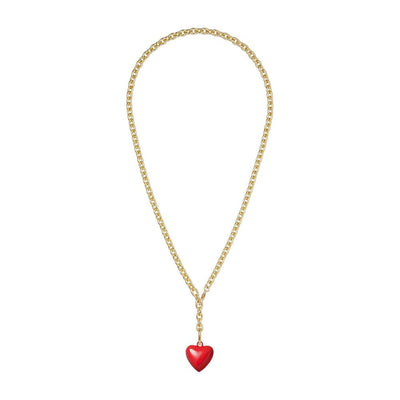 The Mini Red Puffy Heart Charm Necklace