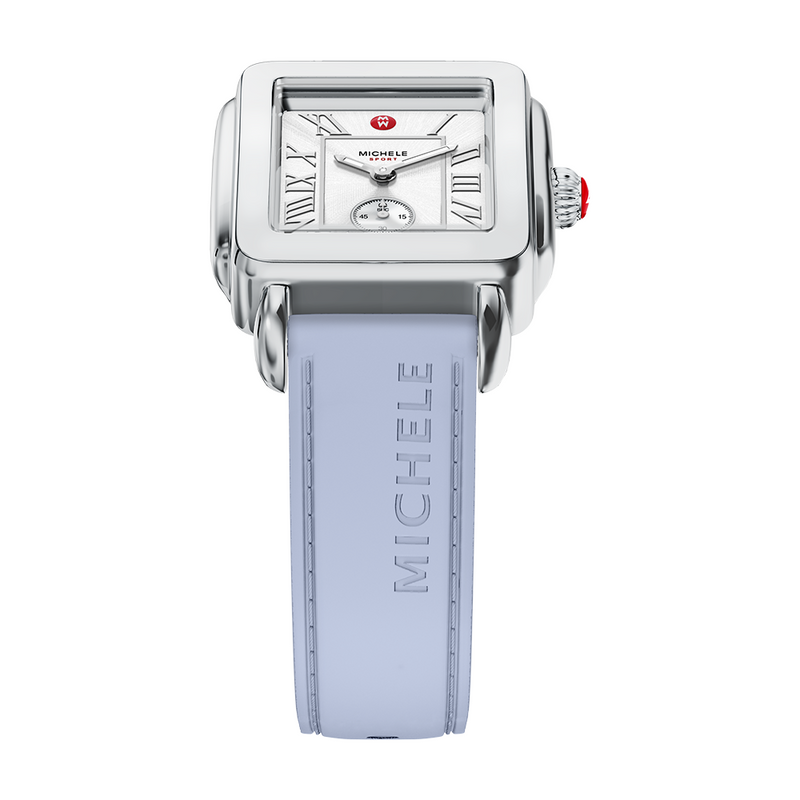 Michele Deco Sport Stainless Steel Watch With Silicone Band MICHELE Deco Sport Mid Pastel Blue Watch 31mm, White Dial main image 4