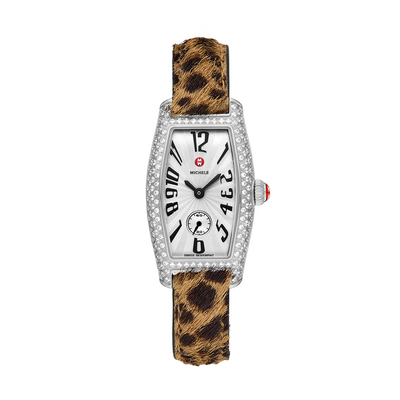 Special Edition Coquette Diamond Stainless Steel Leopard Print Pony Hair Watch