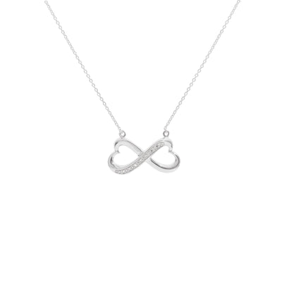 Diamond Infinity Heart Pendant Necklace in Sterling Silver