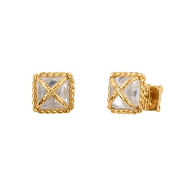 ESTATE David Webb Rock Crystal Cufflinks in 18K Yellow Gold, 12.50cttw