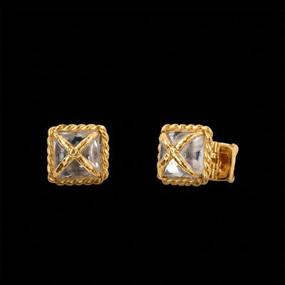 Estate David Webb | 18K Yellow Gold Rock Crystal Cufflinks, 12.50cttw