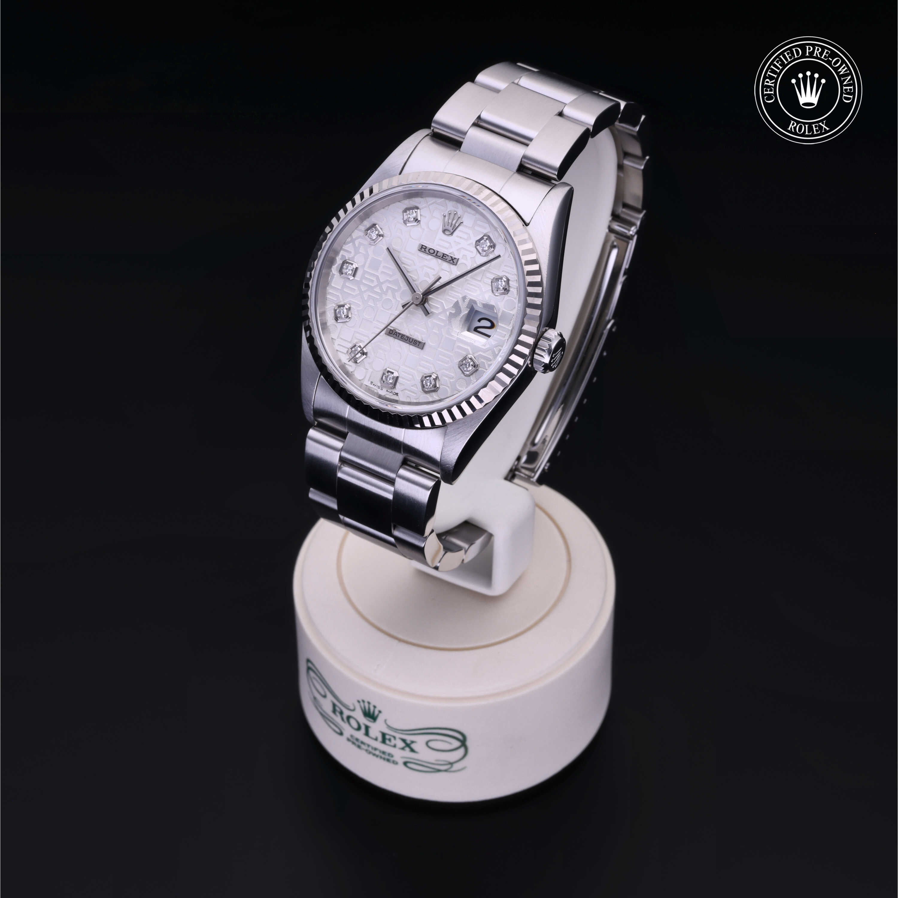 Rolex Certified Pre-Owned Datejust 36.0mm in Oystersteel and White