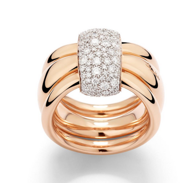 Together Pavé Diamond Triple Band Ring in 18K Rose Gold, 1.00cttw
