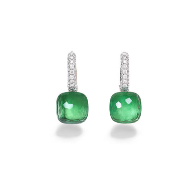 Nudo Classic Earrings with Diamonds, Prasiolites, and Green Agate in 18K Two-Tone Gold