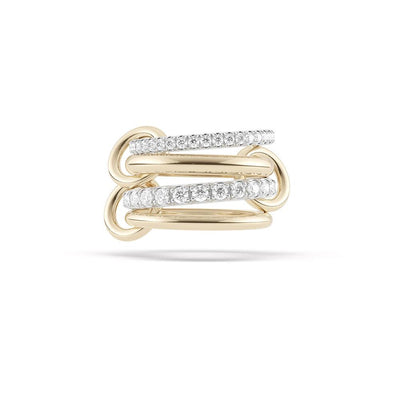 Halley SP Four-Band Ring in Sterling Silver & 18K Yellow Gold, 1.90cttw