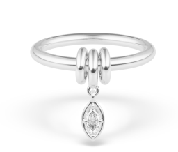 Pia Marquise Drop Single-Band Ring in Sterling Silver, 0.15ct