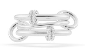 Jovie Triple-Band Ring in Sterling Silver with Pavé Diamonds, 0.36cttw