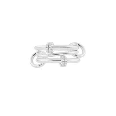 Jovie Triple-Band Ring in Sterling Silver with Pavé Diamonds, 0.36cttw