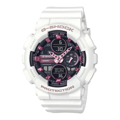 G-Shock Analog-Digital S-Series White Resin with Pink Dial Watch | 45.9MM | GMAS140PG-7A