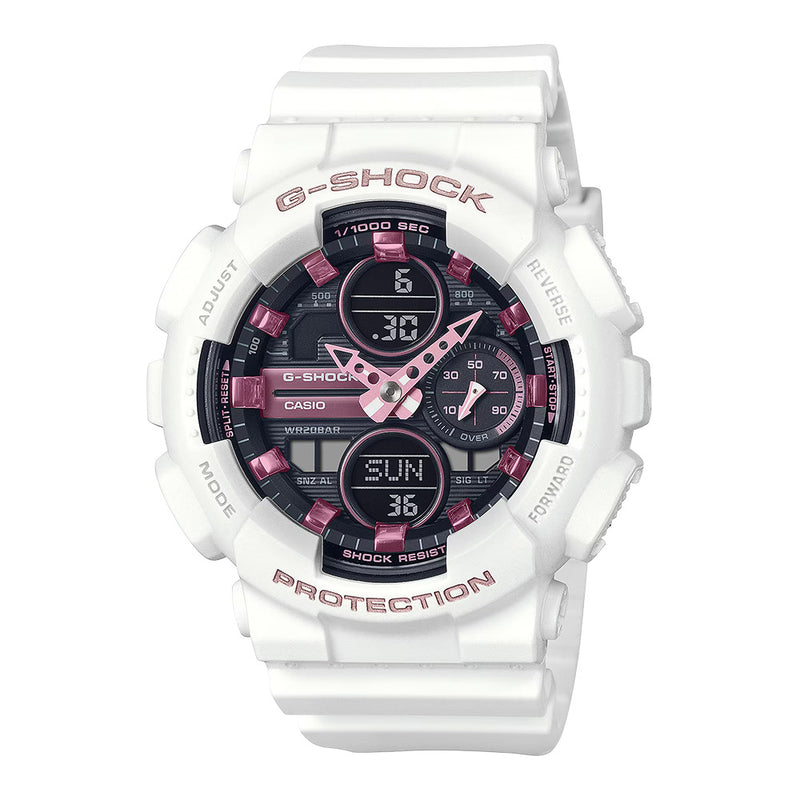 G-Shock Analog-Digital S-Series White Resin with Pink Dial Watch | 45.