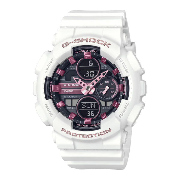 G-Shock Analog-Digital S-Series White Resin with Pink Dial Watch | 45.