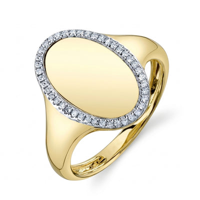 Diamond Oval Ring in 14K Yellow Gold, 0.11cttw