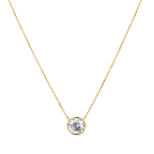 Bezel-Set Lab Grown Diamond Necklace in 14K Yellow Gold, 2.00ct