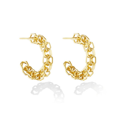 B Home Chain Hoop Earrings in 18K Yellow Gold