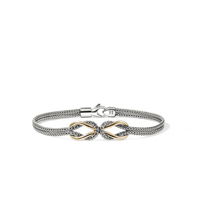 Infinite Love Knot Bracelet in Yellow Gold and Sterling Silver, 3.6mm