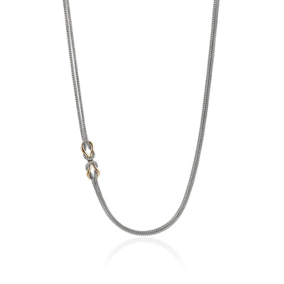 Infinite Love Knot Station Necklace in 14K Yellow Gold and Sterling Silver, 3.6mm