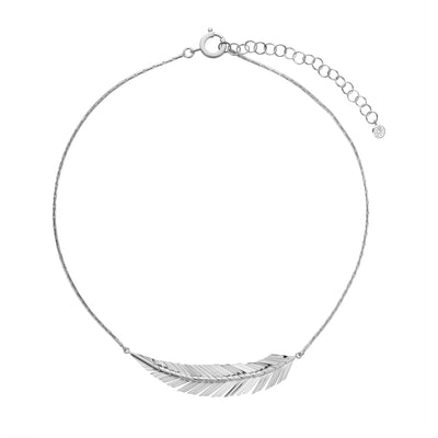 Feather Necklace in 18K White Gold, Medium