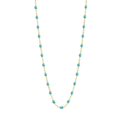 Classic Gigi Turquoise Green necklace, yellow gold, 16.5"