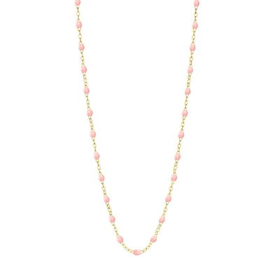 Classic Gigi Baby Pink necklace, yellow gold, 16.5"