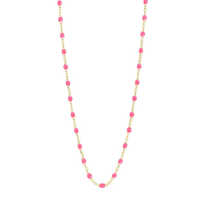 Classic Gigi Pink necklace, yellow gold, 16.5"
