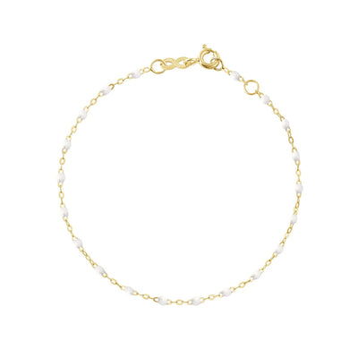 Classic Gigi White beaded bracelet, Yellow Gold, 6.7"