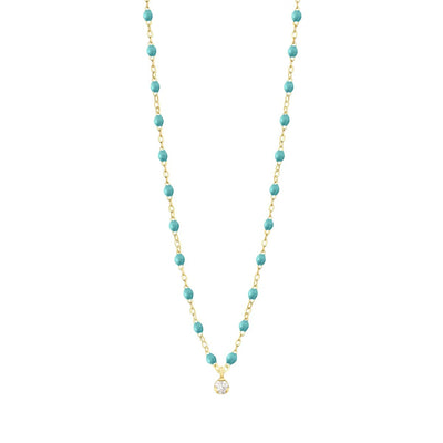 Gigi Supreme Classic 1 Diamond Necklace, Turquoise Green, Yellow Gold, 16.5"
