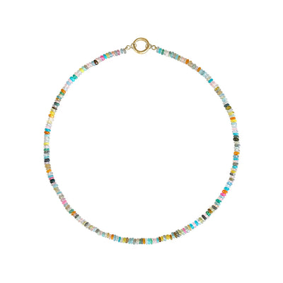 Beaded Strand - Multicolor Opal Necklace with 14K Yellow Gold Clasp