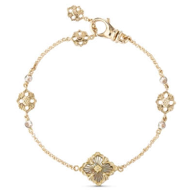 Opera Tulle Yellow Gold Bracelet with Mother of Pearl Logo