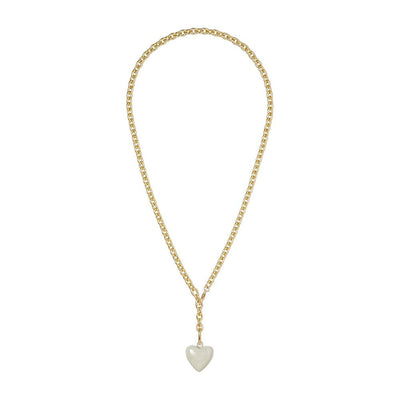 The Mini Cream Puffy Heart Necklace in Gold Tone