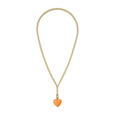 The Mini Persimmon Puffy Heart Necklace in Gold Tone