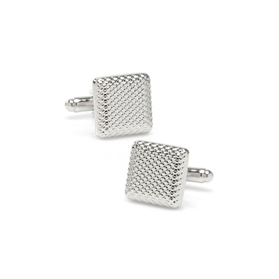Silver Tone Textured Square Cufflinks