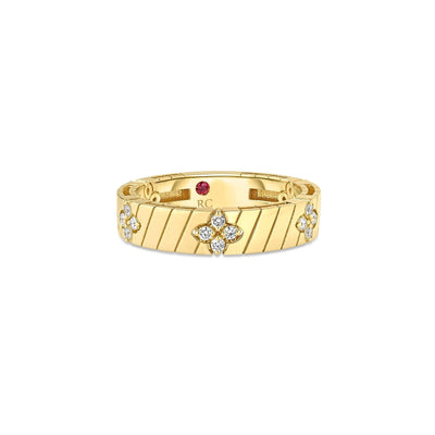 Love in Verona Ridged Diamond Ring in 18K Yellow Gold