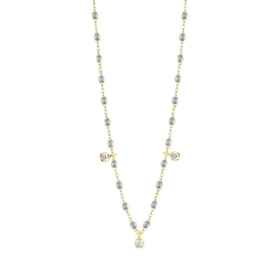 Gigi Supreme Classic 3 Diamond Necklace, Silver, 18K Yellow Gold, 17.7"