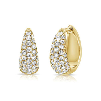 Pavé Diamond Dome Huggie Earrings in 14K Yellow Gold, 1.19cttw