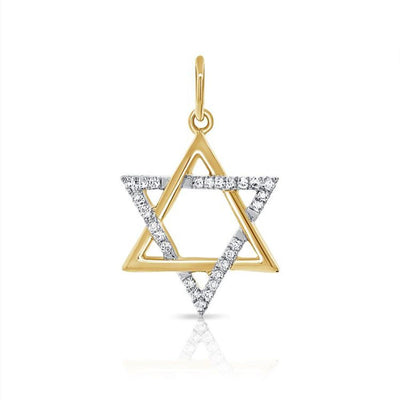 Diamond Star of David Pendant in 14K Yellow Gold