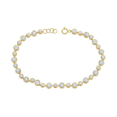 Bezel-Set Multisized Round Diamond Bracelet in 14K Yellow Gold, 0.88cttw