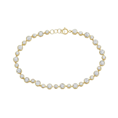 Bezel-Set Multi-Sized Round Diamond Bracelet in 14K Yellow Gold, 0.88cttw
