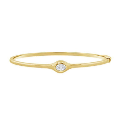 Bezel-Set Oval Diamond Bangle Bracelet in 14K Yellow Gold, 0.41ct
