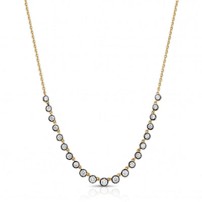 Graduated Diamonds Set In Black Rhodium Necklace in 14K Yellow Gold, 1.10cttw