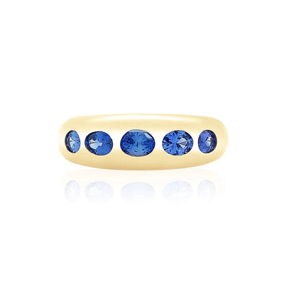 Nomad 5 Oval-Shaped Blue Sapphire Dome Ring in 14K Yellow Gold, 1.25cttw