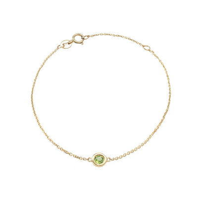 Single Station Peridot Bracelet in 14K Yellow Gold