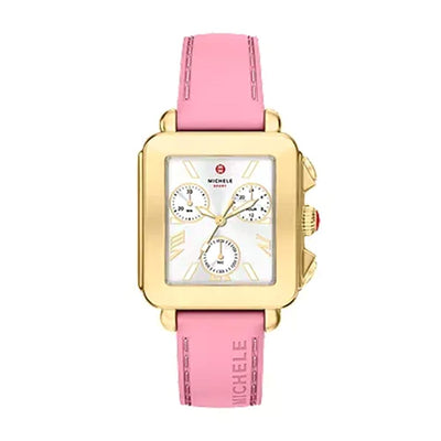 Deco Sport Chronograph Gold-Tone Vintage Pink Silicone Watch | 36MM | MWW06K000076