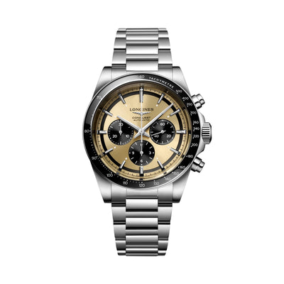 Conquest Chronograph Automatic Sunray Gilt Dial Watch | 42MM | L3.835.4.32.6