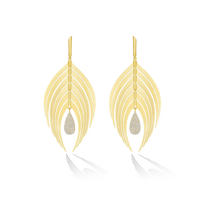 Peacock Drop Earrings with White Diamond Pavé Drop