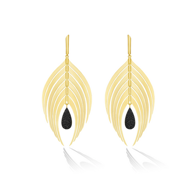 Peacock Drop Earrings with Black Diamond Pavé Drop