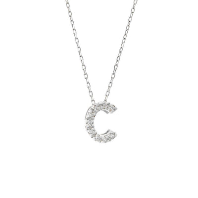 Diamond Initial 'C' Necklace in 14K White Gold